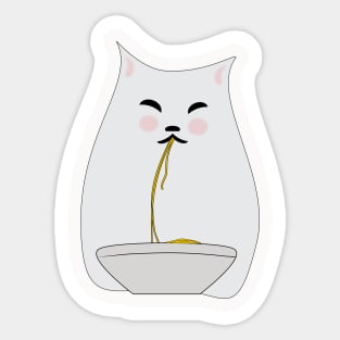 cat eating spaghetti Sticker